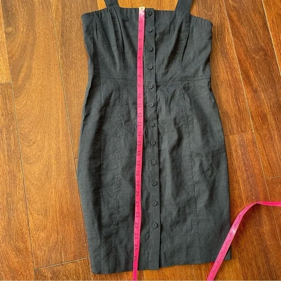 NWT Theory Kayleigh Button Front Mini Dress Navy Blue Sleeveless Linen Blend 0 - Picture 15 of 15